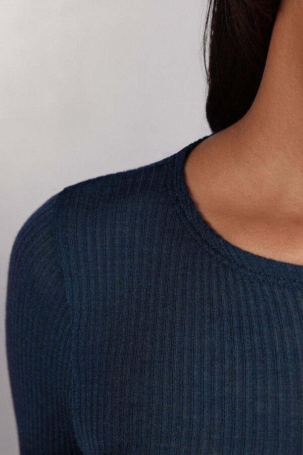 Wool and Silk Long-Sleeved Crew-Neck Max Top