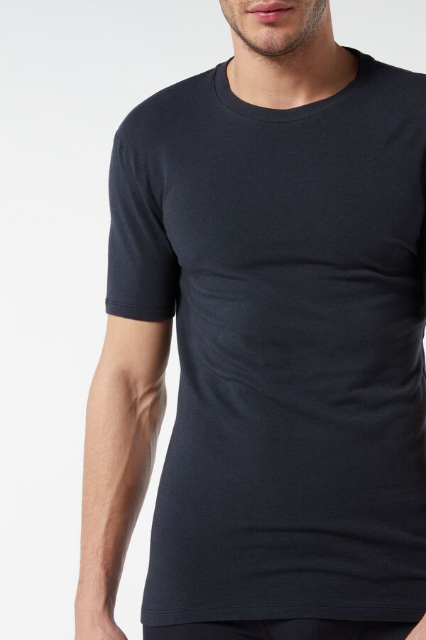Short-Sleeved Cotton and Cashmere T-Shirt