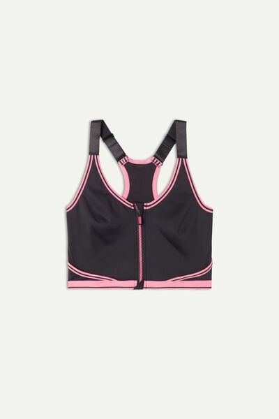 In Action Zipped Bra Top with Supima® Cotton Lining
