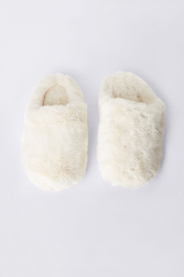 Corduroy and Faux Fur Slippers