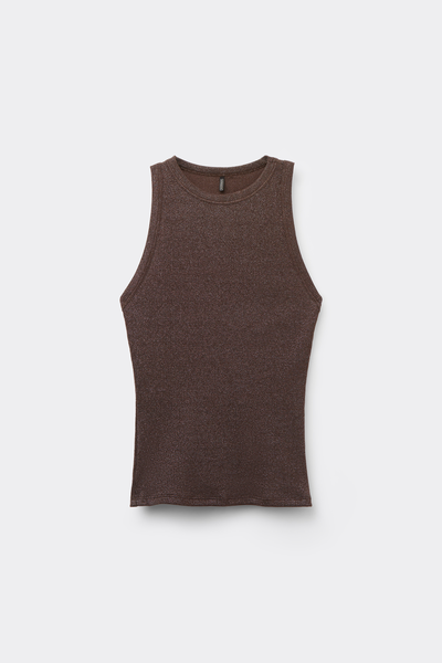 Ribbed Lamé Cotton Vest Top