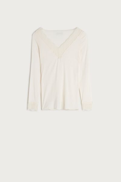 Modal Cashmere Ultralight Long Lace Shirt