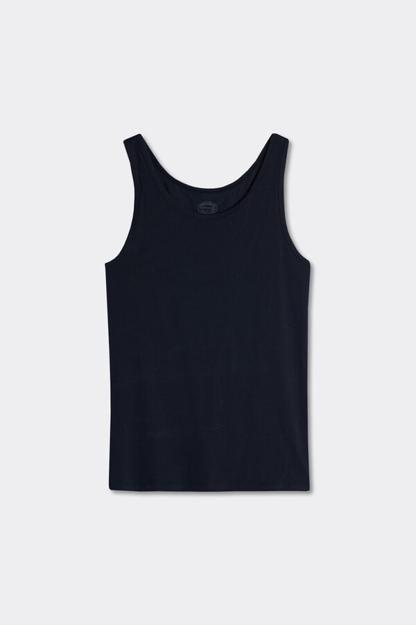 Round-Neck Vest Top in Stretch Superior Cotton