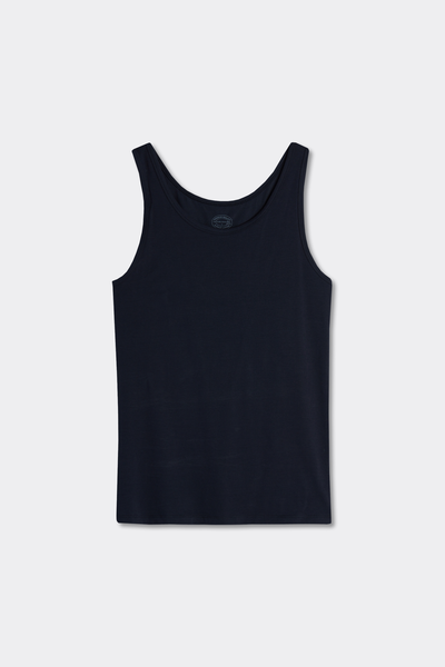 Round-Neck Vest Top in Stretch Superior Cotton