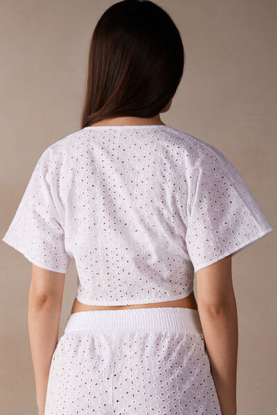 Bluză cu Decolteu Cache Coeur Broderie Englezească Hello Sunshine