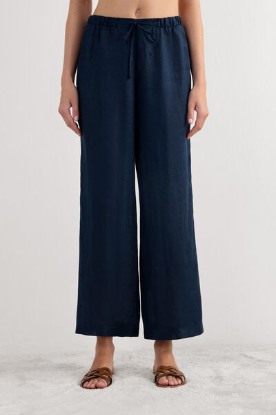 The Pure Linen Full Length Drawstring Pants in Linen Fabric