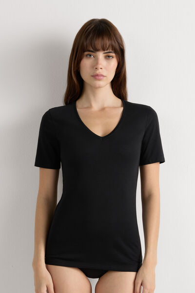 Maglia Manica Corta con Scollo a V in Cotone Ultrafresh