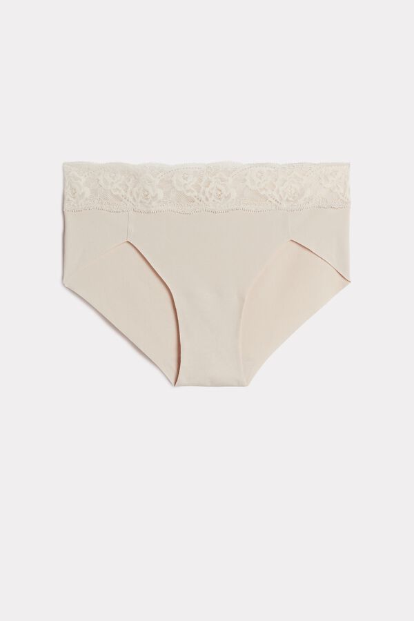 Seamless Cotton and Lace Panties