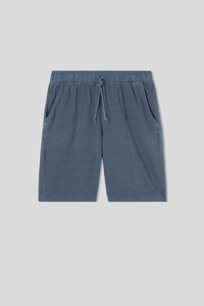 Washed Collection Cotton Shorts with Seam