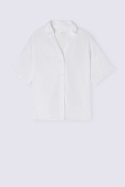 Short-Sleeved Linen Canvas Shirt
