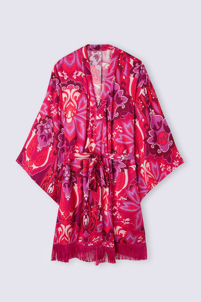 Sensual Flowers Viscose Satin kimono