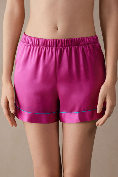 Short en Soie avec Bords en Contraste