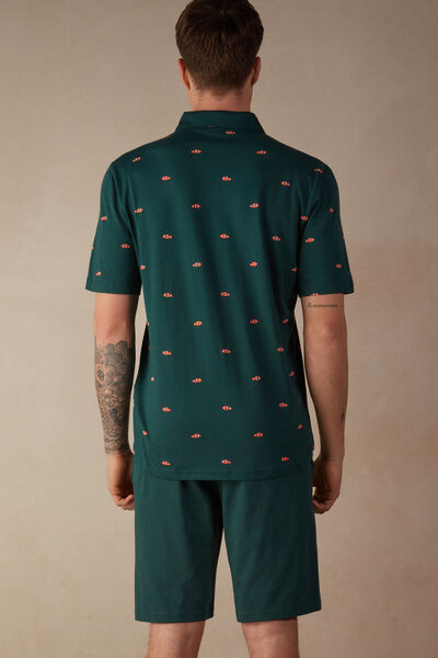Kurzer, vorne offener Pyjama mit Clownfisch-Print aus Baumwolle