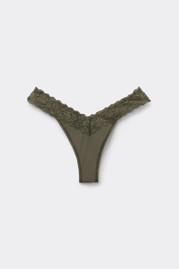 &lsquo;80s-Style Lace and Microfibre Brazilian Briefs
