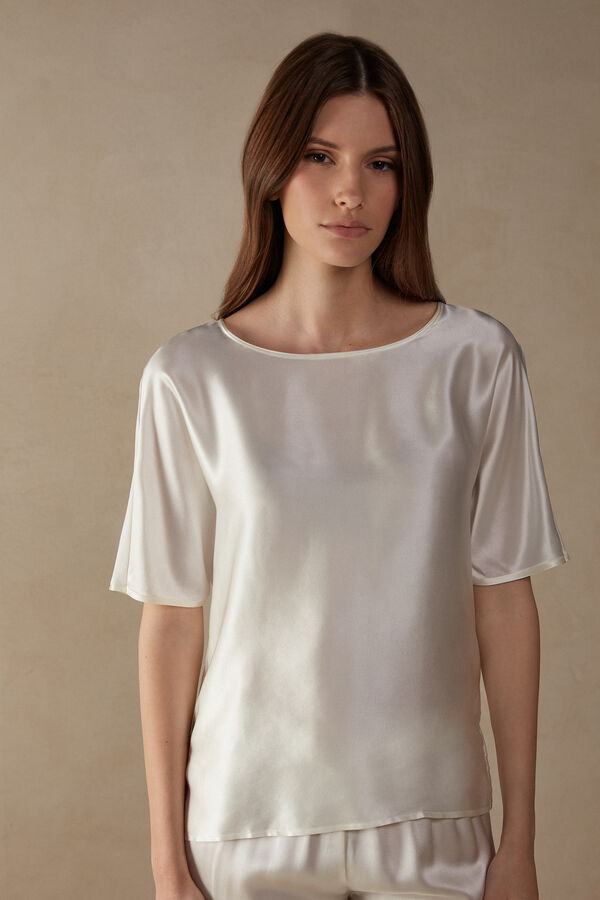 Short-Sleeved Silk and Modal Top