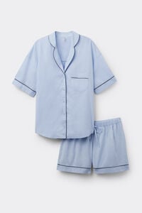 Kort pyjamas i bomullsv&auml;v Chambray NI