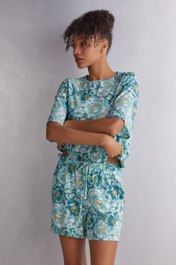 Bas de pyjama en viscose de bambou EMERALD FLOWER