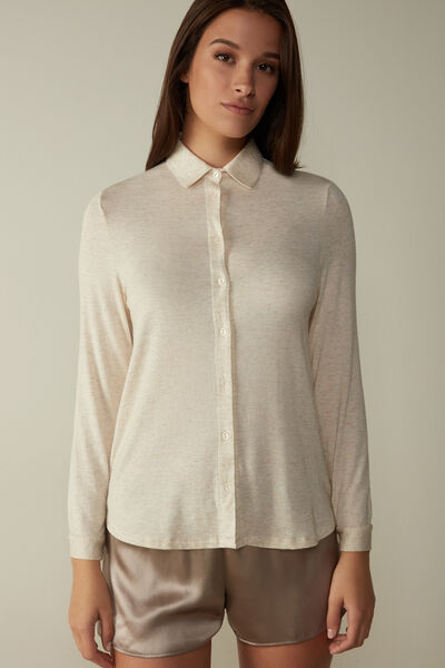 Ultralight Modal With Lamé Cashmere Long-Sleeved Shirt