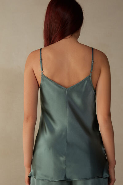 Silk Satin Top with V Neck