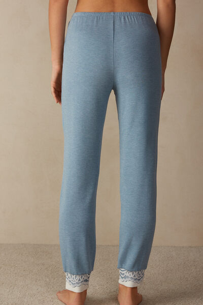 Romantic Bedroom Cuffed Full Length Pants in Modal with Wool