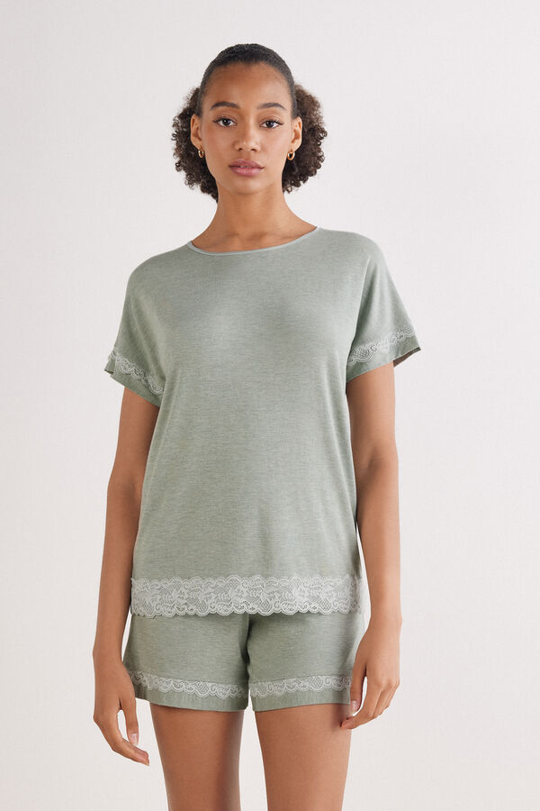 Set de pyjama court en modal avec dentelle