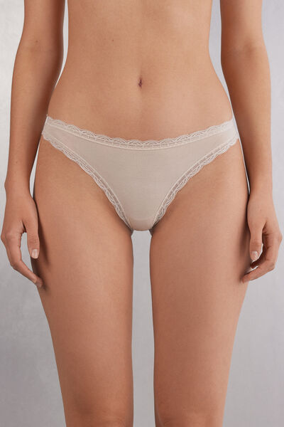 Tanga en coton et dentelle