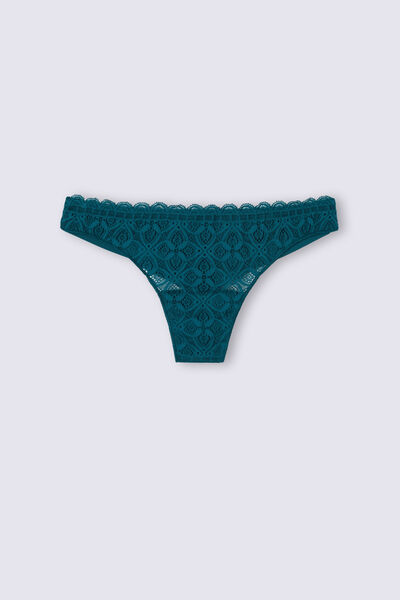 Tanga en dentelle et microfibre