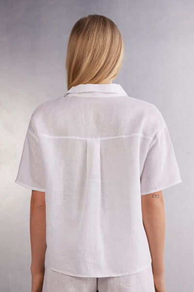 Camicia Manica Corta in Tela di Lino