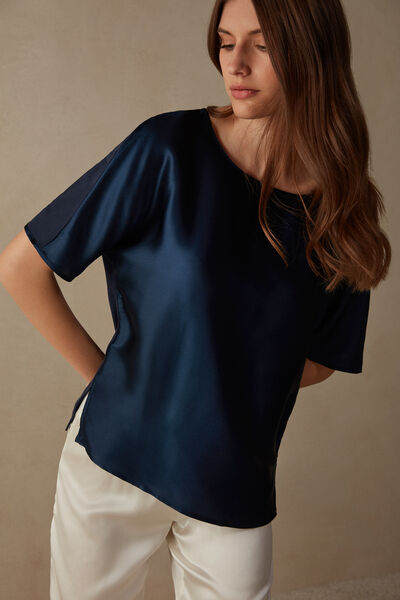 Short-Sleeved Silk and Modal Top