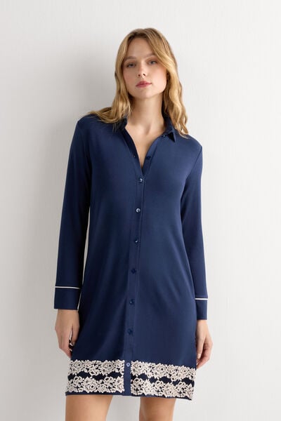 Camicia da Notte Aperta Davanti Pretty Flower