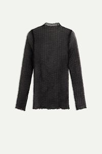 Funnel Neck Top in Ruffly Tulle