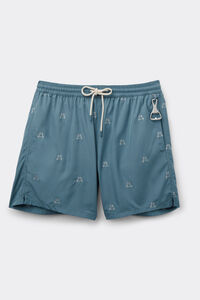 Crab-Embroidered Swim Trunks