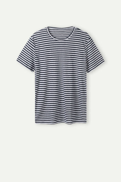 Short-Sleeved Striped Linen T-Shirt
