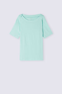 Kayık Yaka Kısa Kollu Supima® Ultrafresh Pamuklu Bluz