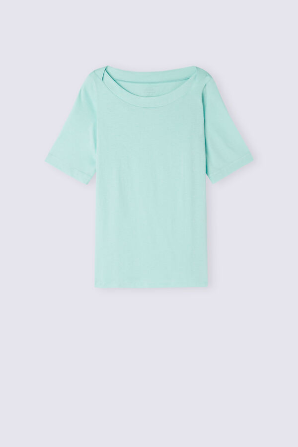 Short-Sleeved Boat-Neck Ultrafresh Cotton Top