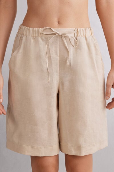 Linen Canvas Bermuda Shorts