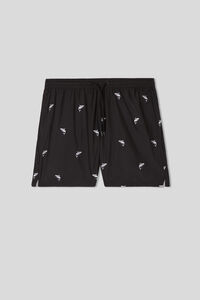 Swim Trunks with Embroidered Sharks