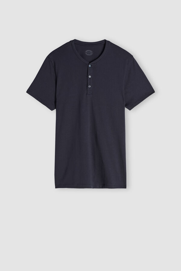 T-Shirt mit Serafino-Ausschnitt aus Superior-Baumwolle