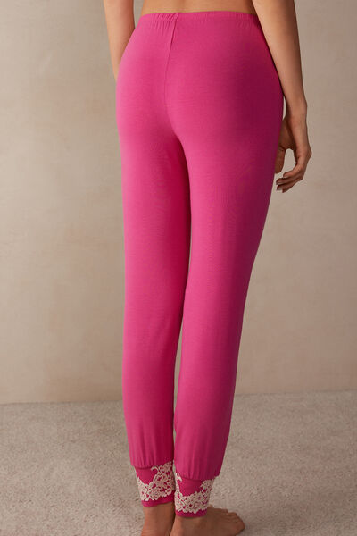 Pretty Flowers Full-Length Modal Trousers with Cuffs