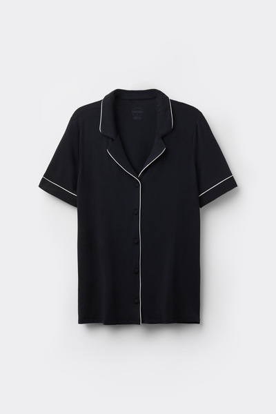 Short-Sleeved Button-Down Modal Top