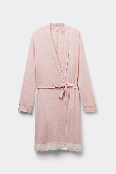 Modal Robe with Lace Detail