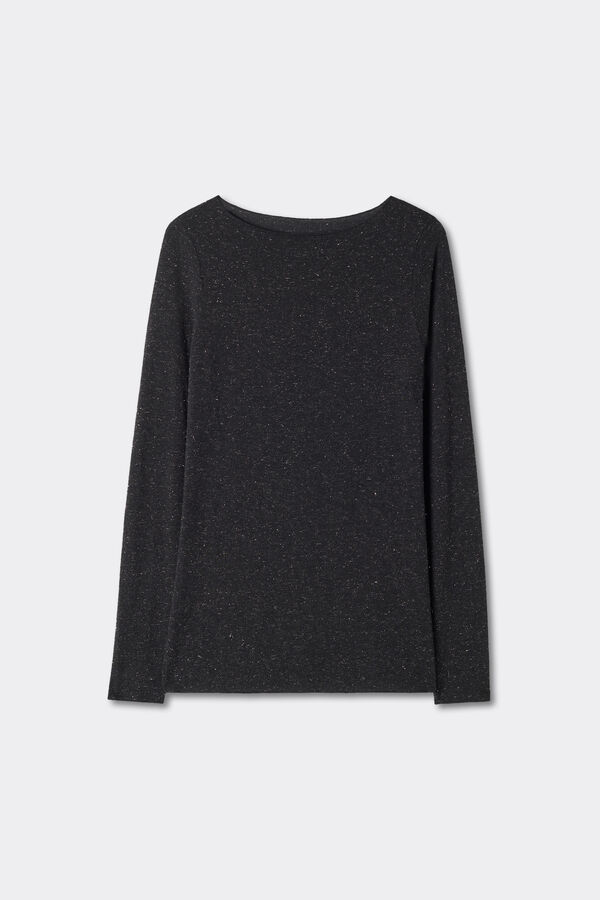 Light Modal with Lamé Cashmere Round-Neck Top