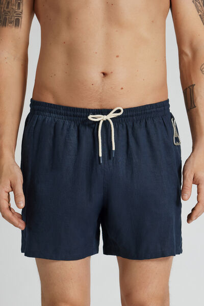 Plain Swim Trunks in 100% Linen