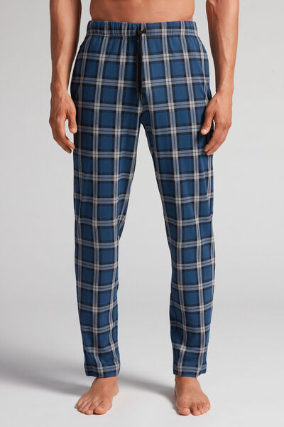 Pantalon à carreaux bleu/noir en coton
