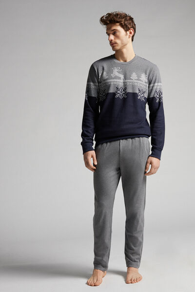 Set de pyjama long en tricot à motif norvégien avec renne