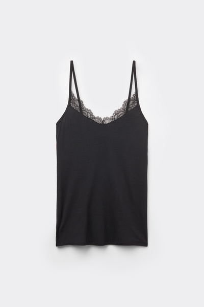 Ultralight Modal and Cashmere Camisole with Lace