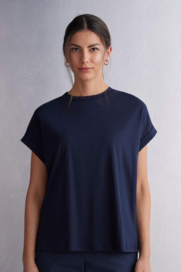 Short-Sleeved Ultrafresh Cotton Top with Turn-Ups