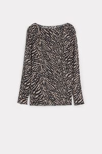 Long-Sleeved Zebra Striped Top in Modal and Ultralight Cashmere