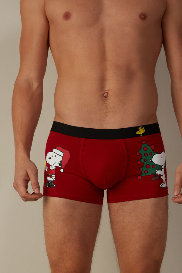Boxershorts mit weihnachtlichem Snoopy-Print aus elastischer Supima®-Baumwolle