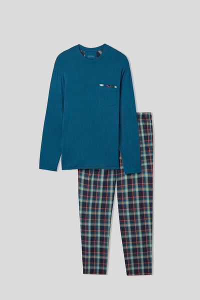 Dlouhé Pyžamo z Mikromodalu a Bavlněného Plátna